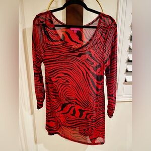 Red Zebra Print Sheer Top